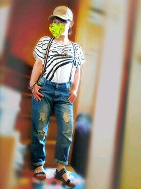 「coca（ANDEX shoes product）（コカ）のアイテム（パンツ）」を使った、トミーサクさん（レディース・152cm）の夏コーディネート