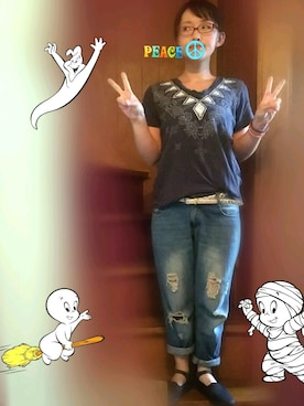 「coca（ANDEX shoes product）（コカ）のアイテム（パンツ）」を使った、トミーサクさん（レディース・152cm）の秋コーディネート