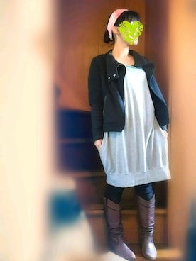 「TSUMORI CHISATO（ツモリチサト）のアイテム（ワンピース、グレー系）」を使った、トミーサクさん（レディース・152cm）の秋コーディネート