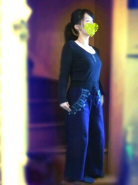 「ツイードパンツ」｜「アイテム（その他）」を使った、トミーサクさん（レディース・152cm）の秋コーディネート