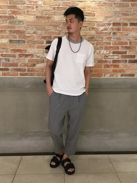 「suicoke（スイコック）のアイテム」を使った、永津雄人さん（メンズ・180cm）の夏コーディネート