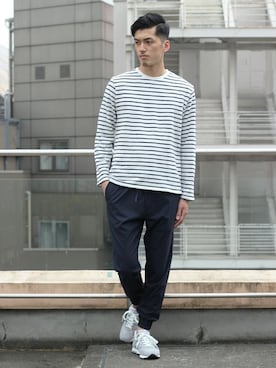 「ジョガーパンツ」｜永津雄人さん（メンズ・180cm）の夏コーディネート
