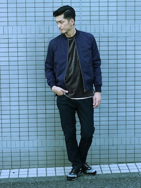 「JOURNAL STANDARD（ジャーナルスタンダード）のアイテム（MA-1）」を使った、永津雄人さん（メンズ・180cm）の秋コーディネート