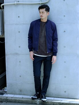 「JOURNAL STANDARD（ジャーナルスタンダード）のアイテム（MA-1）」を使った、永津雄人さん（メンズ・180cm）の秋コーディネート