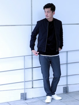 「JOURNAL STANDARD（ジャーナルスタンダード）のアイテム（MA-1）」を使った、永津雄人さん（メンズ・180cm）の秋コーディネート
