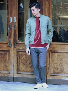 「JOURNAL STANDARD（ジャーナルスタンダード）のアイテム（MA-1）」を使った、永津雄人さん（メンズ・180cm）の秋コーディネート