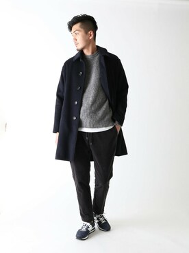 「EU,US NEW BALANCE（イーユーユーエスニューバランス）のアイテム」を使った、永津雄人さん（メンズ・180cm）の冬コーディネート