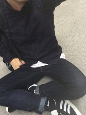 「チェックシャツ」｜「アイテム（タンクトップ）」を使った、ryoooさん（メンズ・173cm・20代）の秋コーディネート