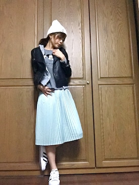 「ミッキーT」｜「アイテム（ライダースジャケット）」を使った、fumiさん（レディース・161cm）の春コーディネート