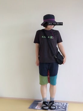 「AIGLE（エーグル）のアイテム（帽子）」を使った、masanuneさん（レディース・151cm）の夏コーディネート