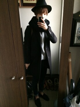 「スエット」｜「アイテム（チェスターコート）」を使った、hideさん（メンズ・176cm）の冬コーディネート