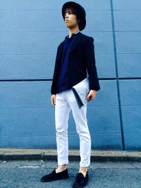 「EDIFICE（エディフィス）のアイテム（ローファー）」を使った、hideさん（メンズ・176cm）の春コーディネート