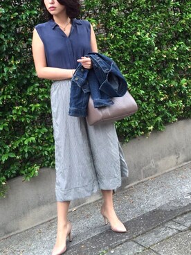 「Folli Follie（フォリフォリ）のアイテム（ハンドバッグ、ベージュ系）」を使った、ayaさん（レディース・165cm）の春コーディネート