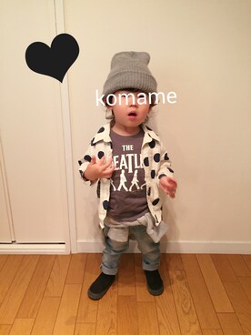 「スウェット×シャツ」｜「アイテム（その他）」を使った、komame♡さん（キッズ・90cm）の冬コーディネート