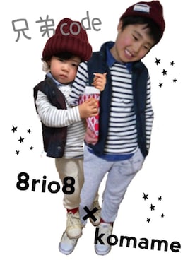 「ボーダーTシャツ」｜komame♡さん（キッズ・90cm）の春コーディネート