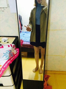 「skirt」｜「アイテム（ダウンジャケット/コート）」を使った、yejinさん（レディース・160cm）の秋コーディネート