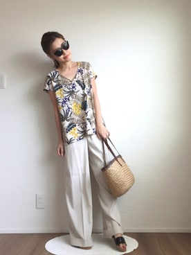 「スリッパ」｜「アイテム（スラックス）」を使った、kuukoさん（レディース・153cm）の夏コーディネート