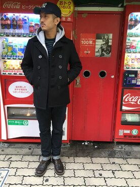 「ＢＢキャップ」｜「アイテム（ピーコート）」を使った、fukushima さん（メンズ・176cm）の秋コーディネート