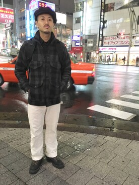 「ワークブーツ」｜「アイテム（その他アウター）」を使った、fukushima さん（メンズ・176cm）の秋コーディネート