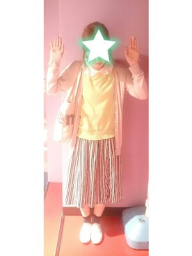 「POU DOU DOU（プードゥドゥ）のポロシャツドッキングワンピース（ワンピース、ホワイト系）」を使った、373さん（レディース・163cm）の春コーディネート