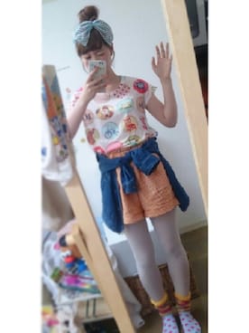 「アイテム（Tシャツ/カットソー、ホワイト系）」を使った、373さん（レディース・163cm）の春コーディネート