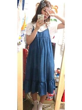 「POU DOU DOU（プードゥドゥ）のアイテム（シャツ/ブラウス、ホワイト系）」を使った、373さん（レディース・163cm）の夏コーディネート