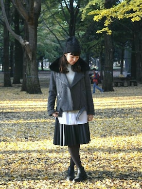 「B'2nd（ビーセカンド）のアイテム（ライダースジャケット）」を使った、B'2nd re'qua 横浜さん（レディース・163cm）の秋コーディネート