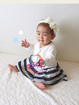「ボーダースカート」｜「アイテム（その他）」を使った、sayuさん（キッズ・70cm）の春コーディネート