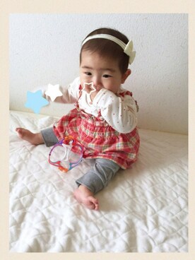 「西松屋」｜「アイテム（チュニック）」を使った、sayuさん（キッズ・70cm）の春コーディネート
