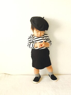 「1歳3ヶ月」｜「アイテム（ハンチング/ベレー帽）」を使った、sayuさん（キッズ・80cm）の秋コーディネート