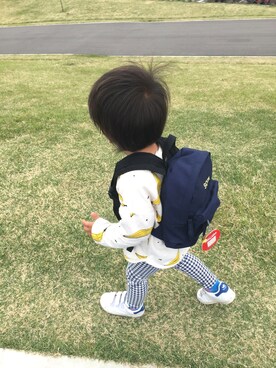 「Lee（リー）のアイテム（バックパック/リュック）」を使った、so_☺︎さん（キッズ・80cm）の春コーディネート
