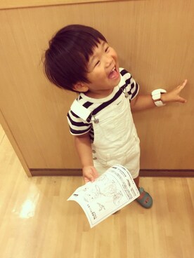 「GLOBAL WORK（グローバルワーク）のアイテム（オールインワン・サロペット）」を使った、so_☺︎さん（キッズ・80cm）の夏コーディネート