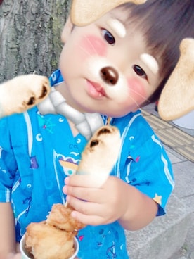 「combimini（コンビミニ）のアイテム（浴衣）」を使った、so_☺︎さん（キッズ・80cm）の夏コーディネート