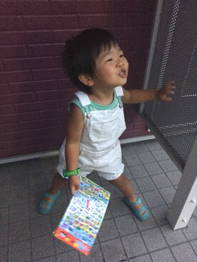 「GLOBAL WORK（グローバルワーク）のアイテム（オールインワン・サロペット）」を使った、so_☺︎さん（キッズ・80cm）の夏コーディネート
