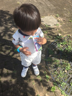 「GLOBAL WORK（グローバルワーク）のアイテム（オールインワン・サロペット）」を使った、so_☺︎さん（キッズ・80cm）の秋コーディネート