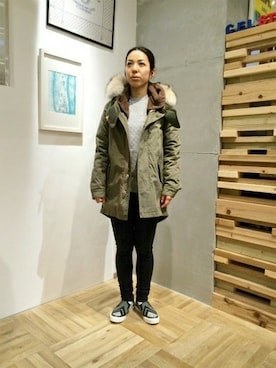 「holiday」｜「アイテム（モッズコート）」を使った、asakoさん（レディース・158cm）の秋コーディネート