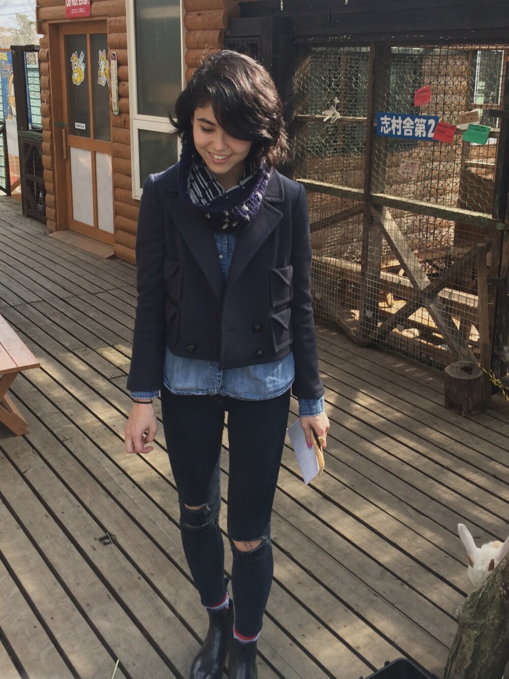 「denim、denimondenim、denim on denim、ootd、Japan、travel」｜「Alexa Chung for Madewellのアイテム（ミリタリージャケット、ブルー系）」を使った、ryesakai さん（レディース・168cm）の夏コーディネートの1枚目の写真