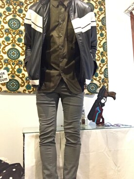 「GOODENOUGH（グッドイナフ）のアイテム（ライダースジャケット）」を使った、terrioさん（メンズ・170cm）の冬コーディネート