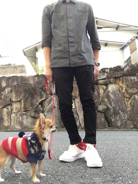 「MYne（マイン）のアイテム（シューズ）」を使った、terrioさん（メンズ・170cm）の秋コーディネート