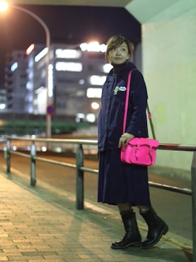 「サッチェルバッグ」｜「アイテム（ブルゾン）」を使った、りょうさん（レディース・159cm）の冬コーディネート