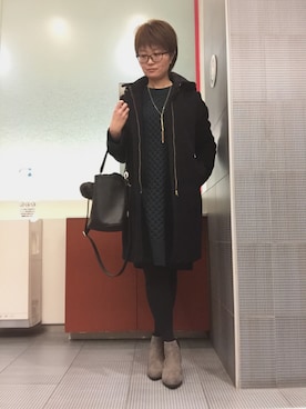 「URBAN RESEARCH（アーバンリサーチ）のアイテム（ステンカラーコート）」を使った、みゆみゆさん（レディース・160cm）の冬コーディネート