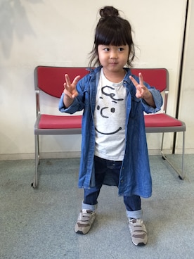 「Lee（リー）のアイテム（パンツ）」を使った、HARUIROさん（キッズ・100cm）の秋コーディネート