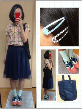 「Marc by Marc Jacobs（マークバイマークジェイコブス）の黒トート（Tote、ブラック系）」を使った、さかなちさん（レディース・167cm）の夏コーディネート