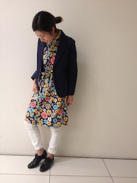 「FWK by engineered garments（エフダブリューケイバイエンジニアドガーメンツ）のアイテム（ワンピース/ドレス）」を使った、つのちゃん／スタッフさん（レディース・154cm）の春コーディネート