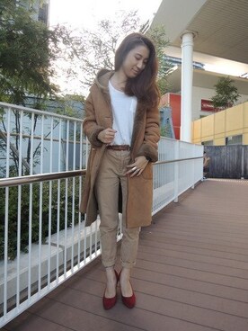 「FREAK'S STORE（フリークスストア）のアイテム（その他アウター、ブラウン系）」を使った、つのちゃん／スタッフさん（レディース・154cm）の夏コーディネート