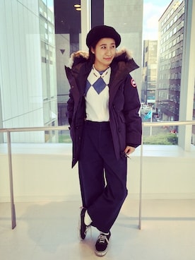 「CANADA GOOSE（カナダグース）のアイテム（ダウンジャケット/コート、その他）」を使った、つのちゃん／スタッフさん（レディース・154cm）の秋コーディネート