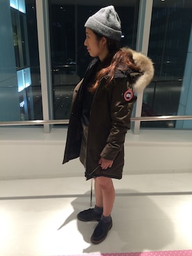「CANADA GOOSE（カナダグース）のCANADA GOOSE/カナダグース　VICTORIA PARKA ~EXCLUSIVE MODEL~（ダウンジャケット/コート、ブラウン系）」を使った、つのちゃん／スタッフさん（レディース・154cm）の夏コーディネート