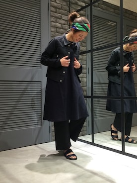 「FREAK'S STORE（フリークスストア）のAmericana/アメリカーナ　別注DENIM JACKET（デニムジャケット、ブルー系）」を使った、つのちゃん／スタッフさん（レディース・154cm）の冬コーディネート