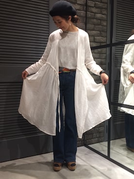 「AMERICANA（アメリカーナ）のAMERICANA/アメリカーナ　AME517 USED                  （デニムパンツ、ブルー系）」を使った、つのちゃん／スタッフさん（レディース・154cm）の冬コーディネート