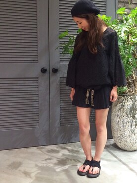 「sanuk（サヌーク）のアイテム（サンダル）」を使った、つのちゃん／スタッフさん（レディース・154cm）の夏コーディネート